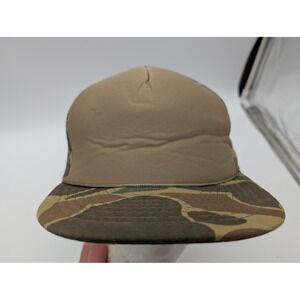 VTG Otto Cap Blank Duck Camo Snapback Hat Tan Trucker Cap WCPC Made in Taiwan